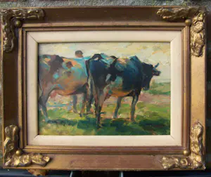 Onbekend - Boer met koeien (gesigneerd J A .62} kopen? Bied vanaf 70!