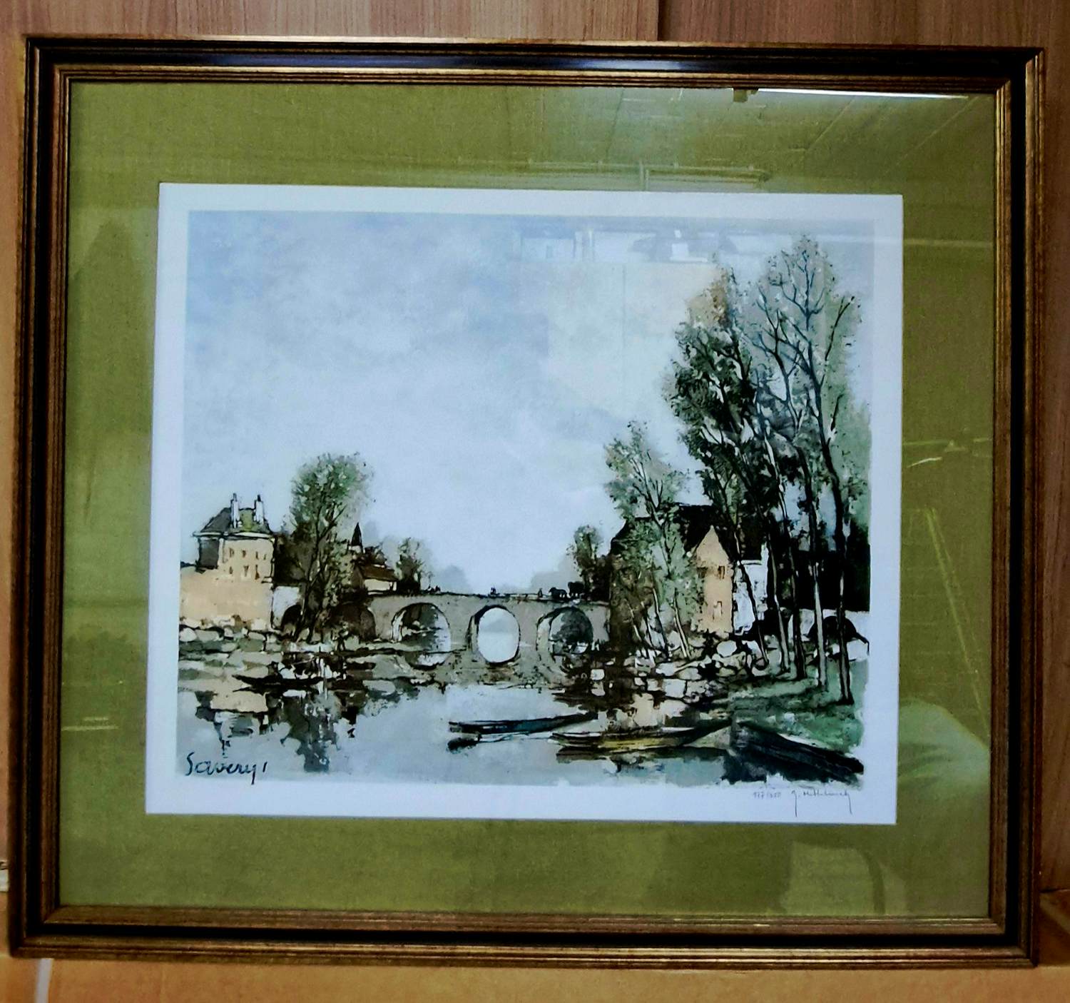 Roger Hebbelinck - Landschap met brug over water. kopen? Bied vanaf 39!