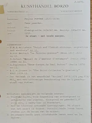 Paulus Potter - Twee Paarden kopen? Bied vanaf 100!