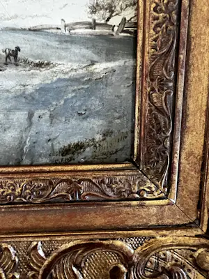 Johannes Mauritz Jansen - Winterlandschap met figuren en boerderij kopen? Bied vanaf 999!