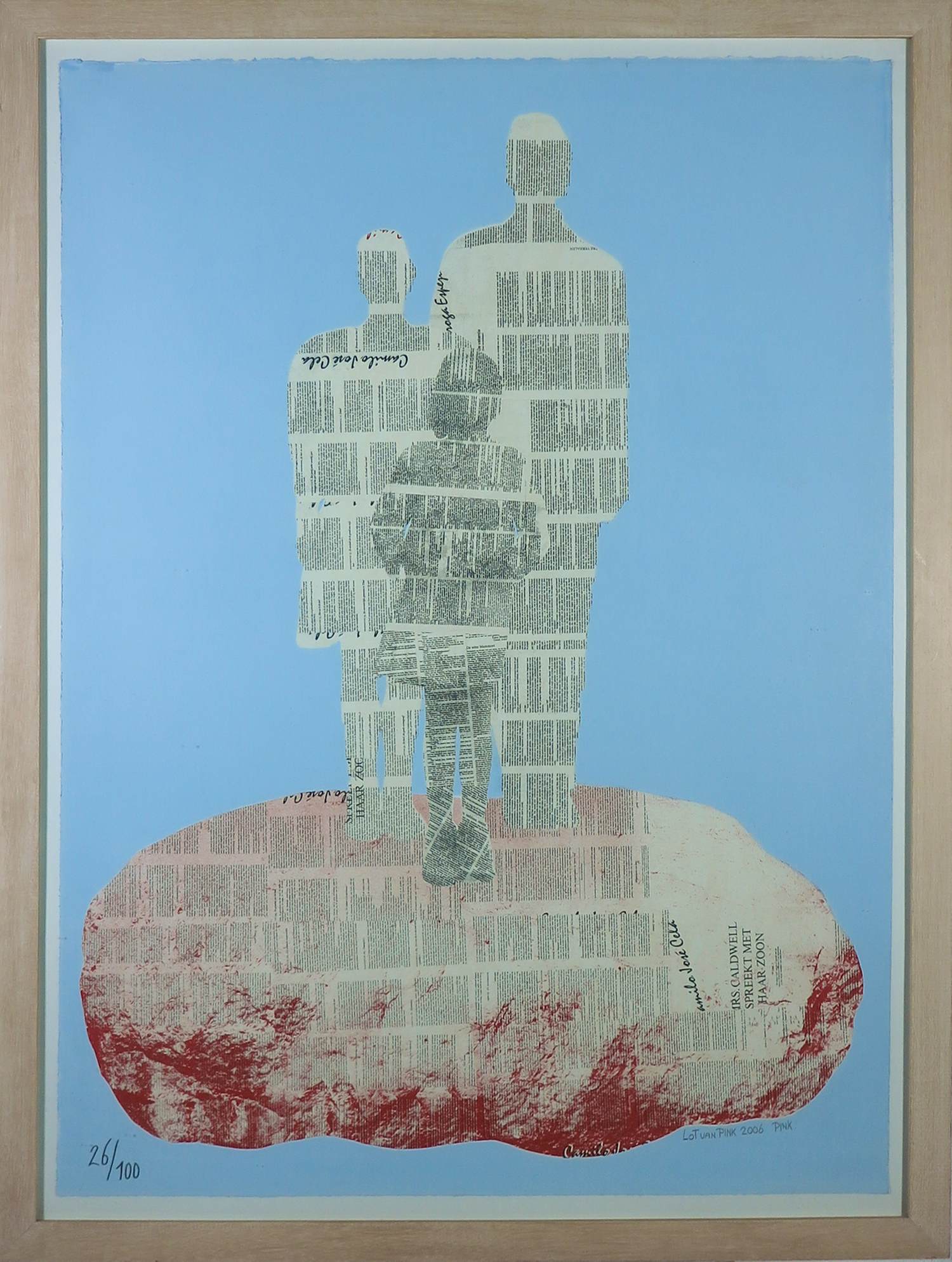 Onbekend - Lot van Pink / PINK, Zeefdruk, Silhouet uit krantenpapier - Ingelijst (Groot) kopen? Bied vanaf 20!