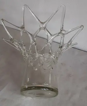Onbekend - Handgeblazen "tralie" vaas in glas/kristal kopen? Bied vanaf 10!