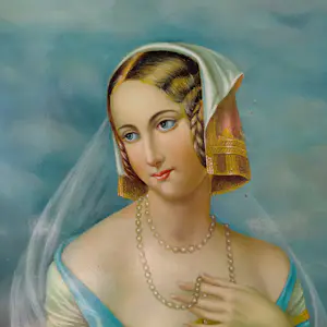 Onbekend - Elegante vrouw met sluier en parelketting kopen? Bied vanaf 50!