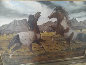 Onbekend - Groot schilderij met paarden kopen? Bied vanaf 20!