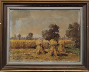 Clemens Wolters - Landschap met hooibergen kopen? Bied vanaf 50!