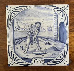 Onbekend - Set van 11 blauw witte handbeschilderde wandtegels met Bijbelse voorstelling kopen? Bied vanaf 50!