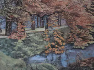 Onbekend - Bosgezicht met vijver. OPHALEN. kopen? Bied vanaf 20!