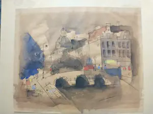 Onbekend - Amsterdams stadsgezicht met de Koepelkerk - Mogelijk Jan Rijlaarsdam (1911-2007) kopen? Bied vanaf 20!
