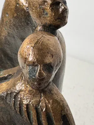 Willem van der Velden - Zwaar bronzen beeld, drie mannen kopen? Bied vanaf 80!