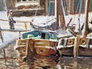 Adrianus van der Schouw - Aangemeerde schepen in de winter kopen? Bied vanaf 250!