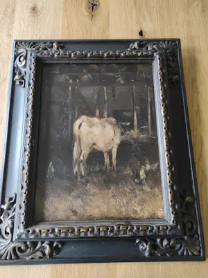 Felix Jansé - Olieverfschilderij met voorstelling van een koe in een stal kopen? Bied vanaf 150!