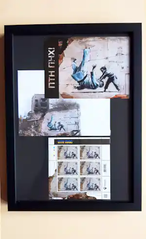 Banksy - FCK PTN! Banksy ingelijst - Complete set verkauft für € 300!