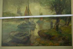 Leo Spanoghe - zicht op de Schelde en voorbijvarende rivierschepen kopen? Bied vanaf 500!