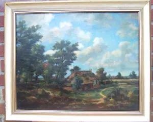Onbekend - Landschap met Boerderij I(gesigneerd met monogram) kopen? Bied vanaf 125!