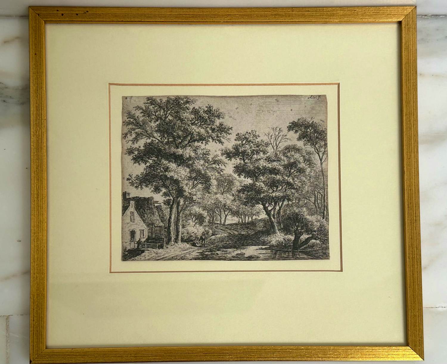 Anthonie Waterloo - Professioneel ingelijste ets kopen? Bied vanaf 100!