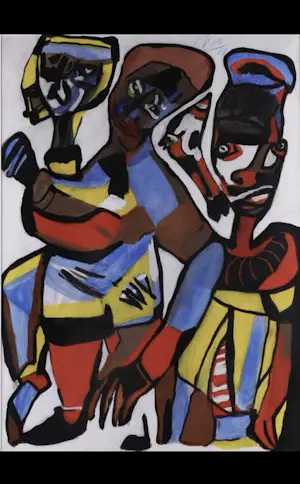 Marthe Nso Abomo - Drie kleurrijke Figuren kopen? Bied vanaf 120!