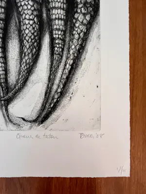 AcheterDevorah Boxer - Mooie gesigneerde ets uit 2008 - 83/99 - "Queus de taton"? Enchérissez de 50!