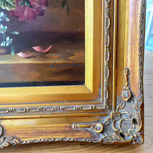 Jan van der Akker - Decoratief bloemstilleven, staand, olieverf op paneel, in fraaie lijst kopen? Bied vanaf 150!