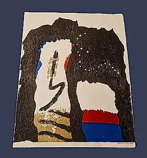 Buy Jef Diederen - Abstracte in 1992 in bep.oplage (100) gemaakte expression. kleuren houtsnede? Bid from 42!