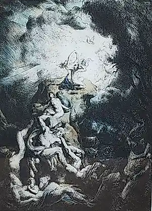 Nándor Vydai Brenner - Zondvloed (1928) - ets - handgekleurd en handgesigneerd kaufen? Bieten Sie von 75!