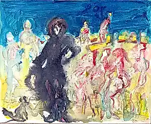 Bernard Damiano - Huile sur toile - Personnages sur fond bleu -1998 kaufen? Bieten Sie von 350!