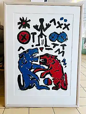 A.R. Penck - 'Die mit den Wolfen heulen' - 1985 ( een groot werk met lijst) kaufen? Bieten Sie von 785!