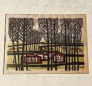 Akke Sins - grote 1971 kleuren linosnede "landschap" oplage (100) - potloodgesigneerd kopen? Bied vanaf 52!