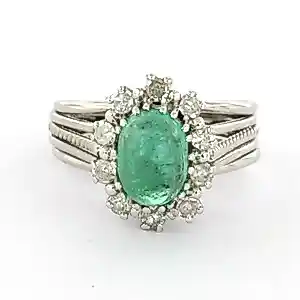 18k gouden ring met smaragd en single cut geslepen diamanten tot. 0.30ct kaufen? Bieten Sie von 575!