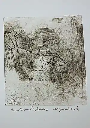 Buy Anton Heyboer - Ets, Figuur met olifant, zebra en nijlpaard? Bid from 150!