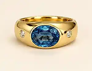 Buy Herenring van 18-kt goud  met een saffier van 2,00 crt en diamantjes? Bid from 1100!