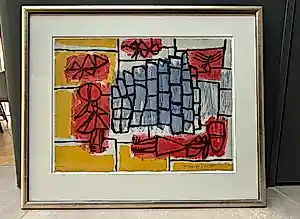 Buy Corneille - Banlieue – Prachtige, handgesigneerde CoBrA-litho in zilverkleurige lijst? Bid from 175!