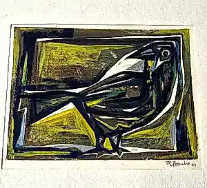Rudolf Franke - Original 1964 handkolorierter kubistischer Linoschnitt - einzigartiges Exemplar! kaufen? Bieten Sie von 48!