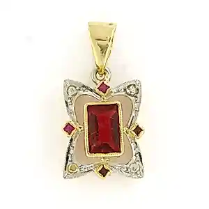 Goud met platina hanger met robijn en diamant - 1.3 gr kaufen? Bieten Sie von 130!