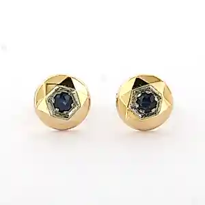18k bicolour gouden oorknoppen bezet met saffier – 2.0 gram kaufen? Bieten Sie von 210!