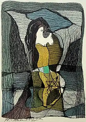 Harry van Kruiningen - handgesigneerde kleurenlitho | 'Si is al op haer kamer gegaen' | 1956 kaufen? Bieten Sie von 60!