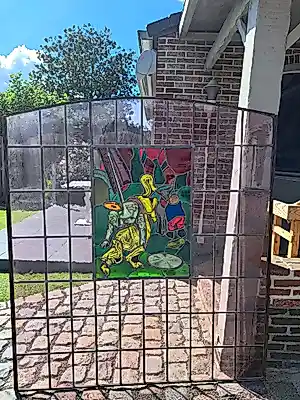 AcheterFrans Van Immerseel - Set van 2 Grote Authentieke Glas-in-loodramen – Frans Van Immerseel – Gesigneerd? Enchérissez de 400!