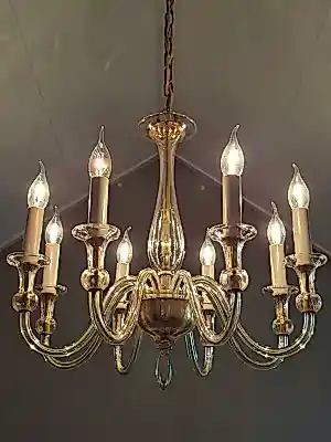 Murano Glas - Vintage Italiaanse Murano achtarmige kroonluchter - Kristal kaufen? Bieten Sie von 250!