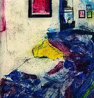 Buy Mark Visione - zeer kleine oplage (20) handgekleurde Ets & aquatint "de divan van Freud"? Bid from 35!