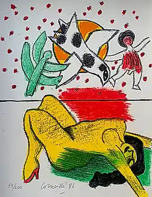 AcheterCorneille - Litho: Femme et oiseaux II - 1986? Enchérissez de 225!