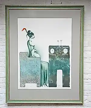 AcheterPaul Wunderlich - Dame mit Hut und Hund bei Tisch? Enchérissez de 300!