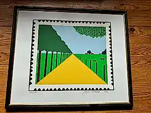 Joseph Willaert - Postzegel met landschap, Zeefdruk, Gesigneerd, 47x58 cm, 1992 kopen? Bied vanaf 120!