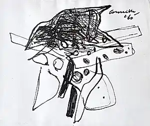 Buy Corneille - inkt tekening - Composition abstraite (1960)? Bid from 1500!