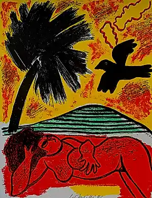 AcheterCorneille - Litho: Femme et oiseaux II - 1986? Enchérissez de 225!