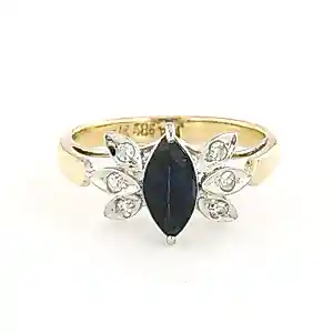 BWG bicolour ring met saffier en single cut geslepen diamanten tot. 0.05ct kaufen? Bieten Sie von 290!