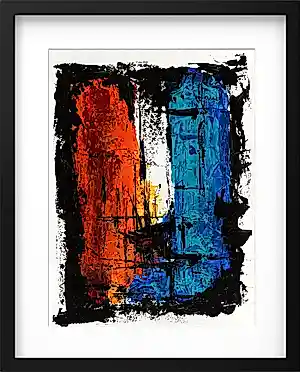 Jean-Jacques Marie - Contraste rouge et bleu – Abstraction contemporaine - Encadrée kaufen? Bieten Sie von 90!