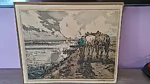 Ferdinand Luigini - Boer met twee paarden / Fermier avec deux chevaux en hiver kaufen? Bieten Sie von 50!