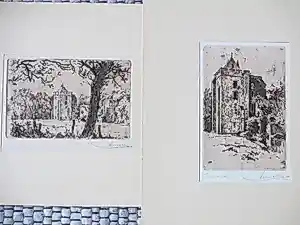 Buy Adrianus Miolee - Ruïne van Brederode - Twee etsen? Bid from 48!