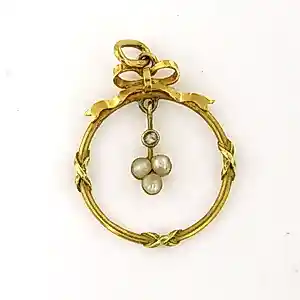 14k geelgouden hanger bezet met parel en roos geslepen diamant 0.02ct – G/H - SI kopen? Bied vanaf 270!