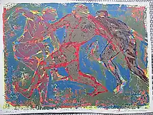 Buy Jan Bezemer - Voetballers - Kleurenlitho? Bid from 75!