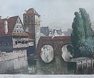 Bruno Bielefeld - Henkersteg (Beulbrug) in Neurenberg - gesigneerd kaufen? Bieten Sie von 20!